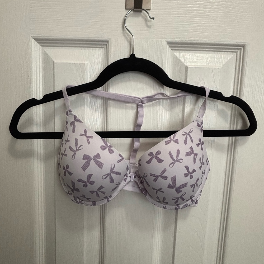 Lavender Bow Print Women's Bra